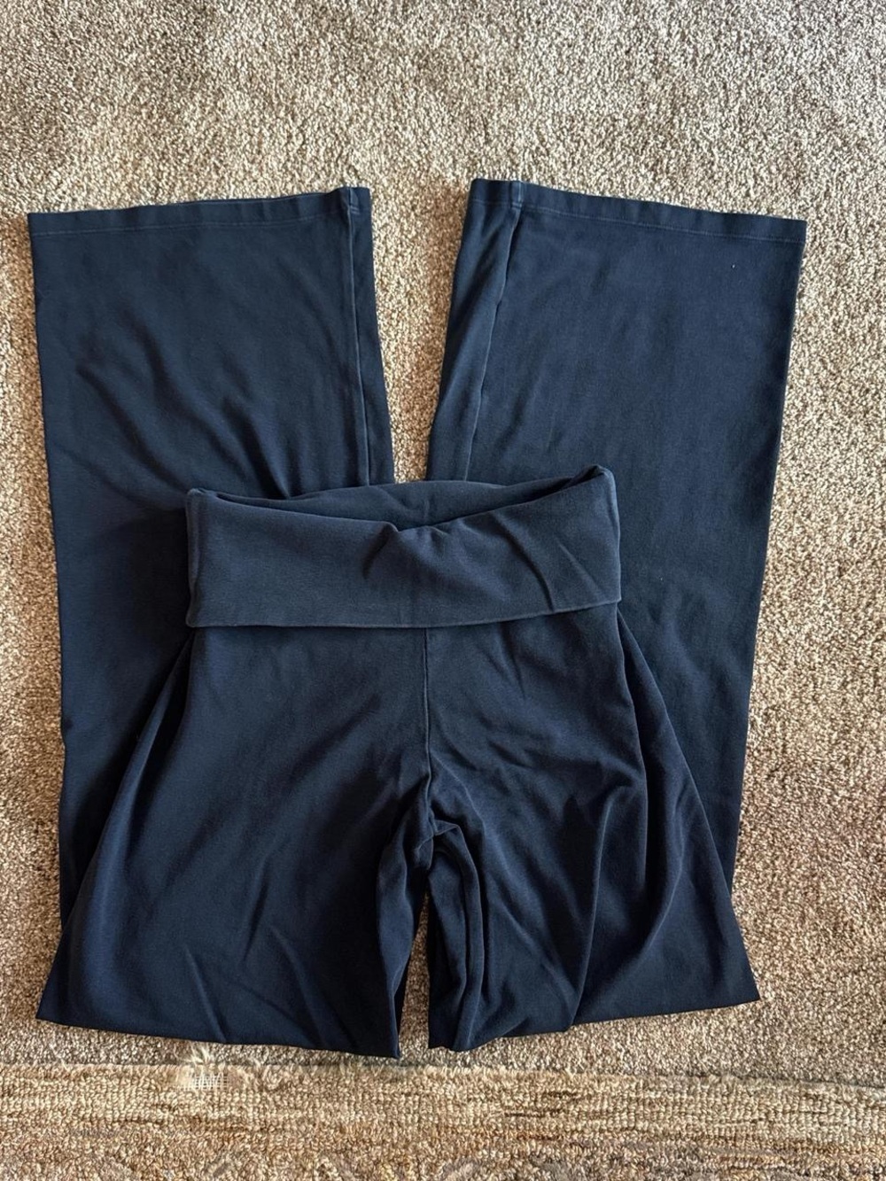 Brandy Melville navy blue Wide-Leg Fold-Over Waist Pants